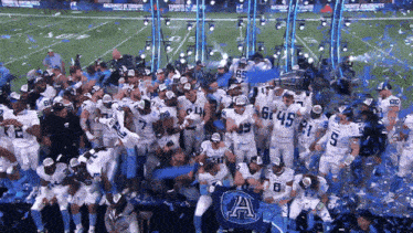 a football team with the letter a on the back of their jersey
