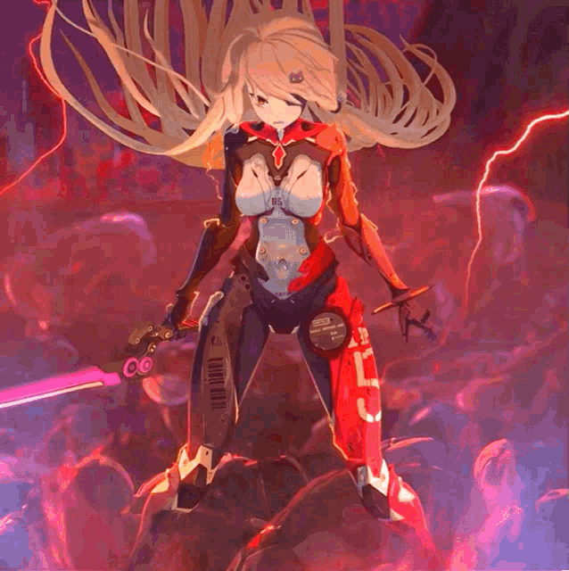 a drawing of a girl with a sword and a label that says ' tokyo ghoul '