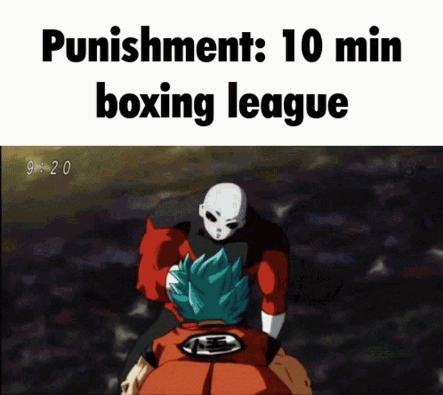 punishment : 10 min boxing league is written in black on a white background