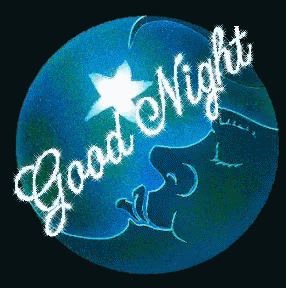 a blue circle with a star and the words good night on it