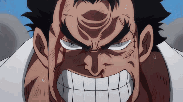 a close up of a man 's face with blood coming out of it