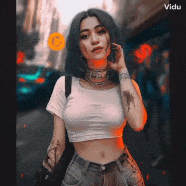 a woman in a white crop top has a tattoo on her arm that says ' i love you ' on it