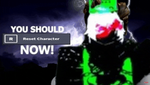 a screenshot of a video game says you should reset character now