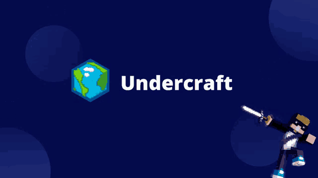 a blue background with the word undercraft and a minecraft character holding a sword
