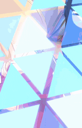 a blue triangle is surrounded by other triangles on a blue background