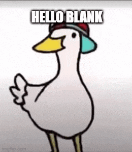 a cartoon duck wearing a hat is giving a thumbs up and saying `` hello blank '' .