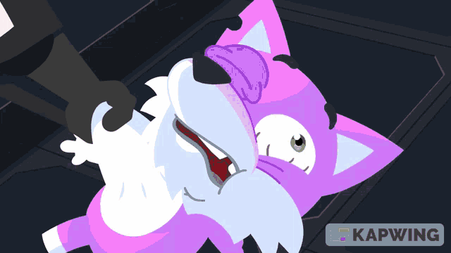 a cartoon cat is being tickled by a person with the word kapwing on the bottom