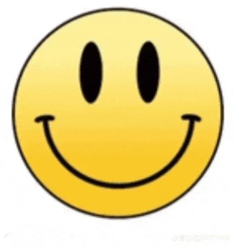 a smiley face with black eyes and a smile on it