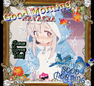 a picture of a girl with the words good morning jesus loves you on it
