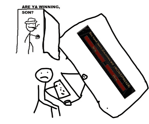 a drawing of a stick figure with the words are ya winning son on the top