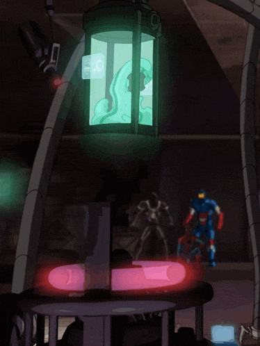 a cartoon drawing of a robot and a lantern with the number 50 on the top