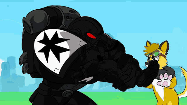 a cartoon of a robot with a star on its chest
