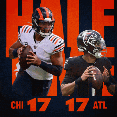 a poster for the chicago bears and atlanta falcons shows two football players