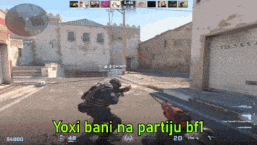 a screenshot of a video game with the words yoxi bani na partiju bf1