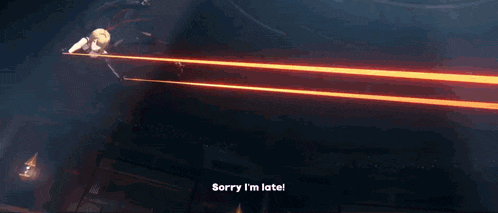 a screenshot of a video game with the words sorry i 'm late at the bottom