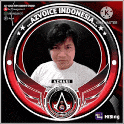 a picture of a man with azvoice indonesia written on the top