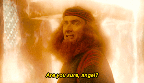 a man with a beard is asking if he is an angel