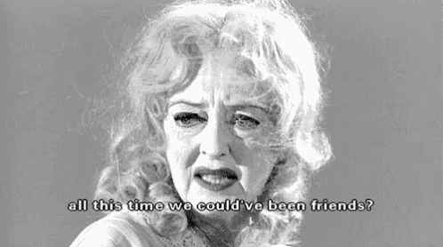 a black and white photo of a woman with the words all this time we could ve been friends
