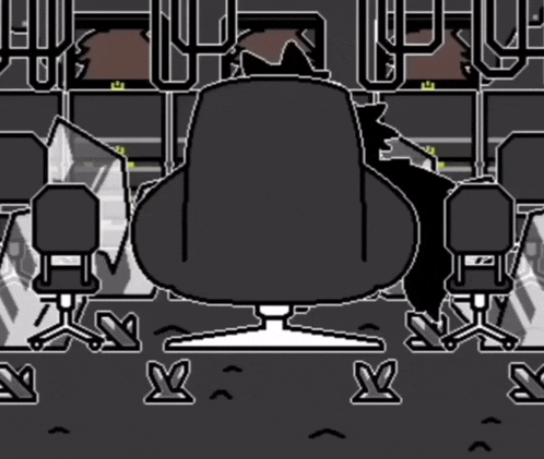 a black and white drawing of a chair with a cat in it