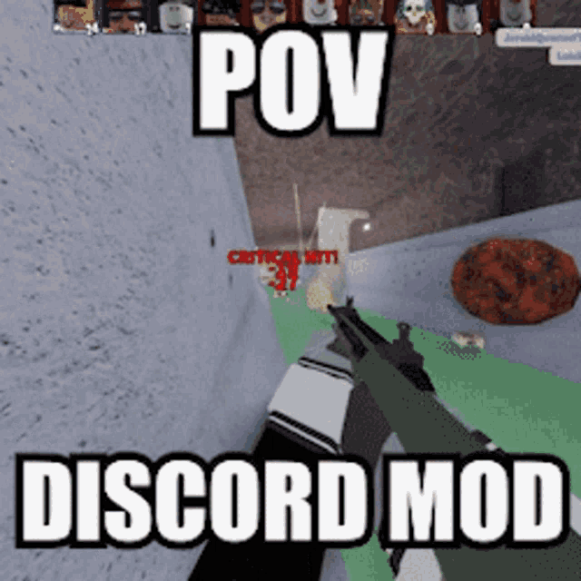 a screenshot of a video game with the words pov and discord mod
