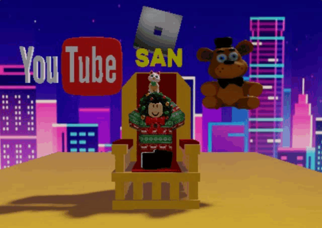 a youtube logo with a teddy bear and a cat