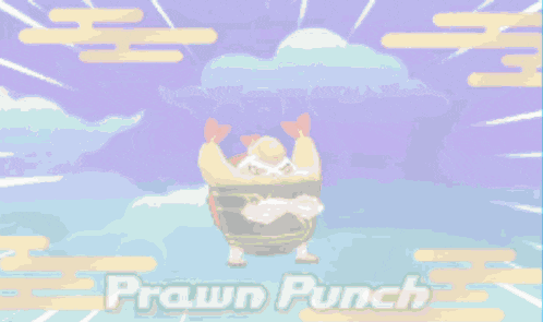 a video game screen shows a character with prawn punch written on it