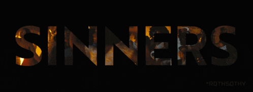 the word sinners is displayed on a dark background