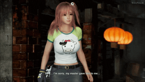 a girl in a hello kitty shirt says " i 'm sorry "