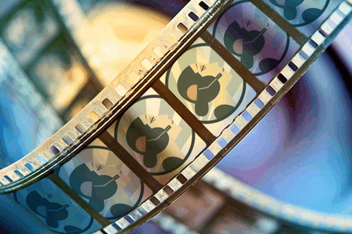 a close up of a roll of film with the letter a on it