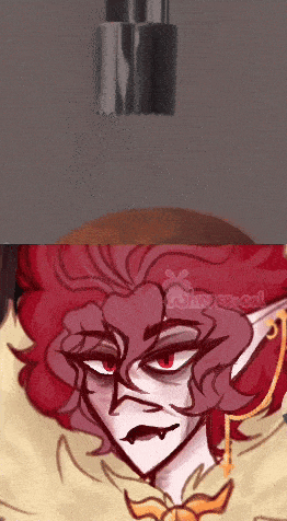 a drawing of a person with red hair and red eyes with the word wintercat at the bottom