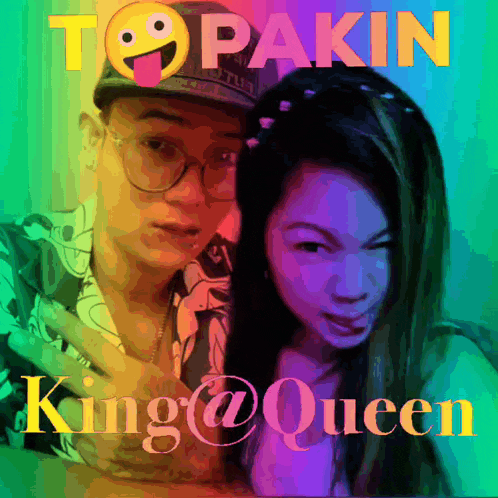 a picture of a man and a woman with the words topakin king queen