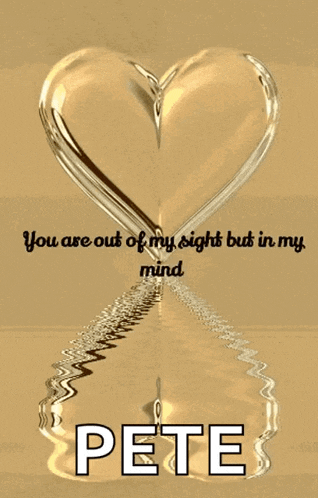 a heart shaped hourglass with the name pete on it