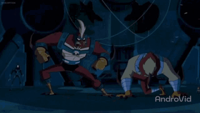 a cartoon character laying on the ground with the word androvid in the bottom right corner