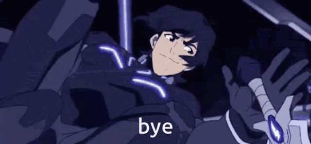 a cartoon character is laying down with his hands outstretched and the word bye written in the corner .