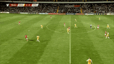 a soccer game between mda and pol with the score 1-2
