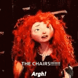 a doll with red hair is saying `` the chairs !!! argh ! ''