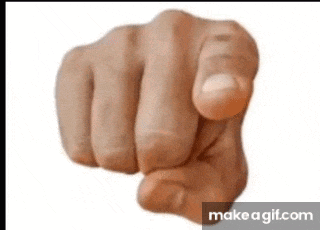 a close up of a hand pointing at the camera .