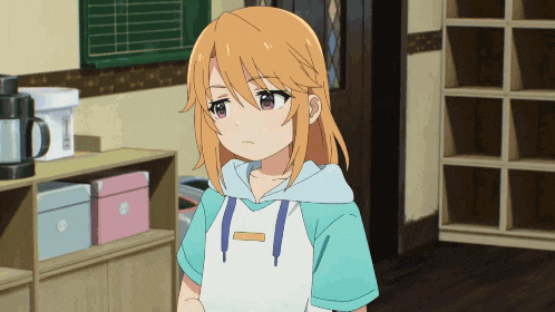 a girl in an apron with the letter d on the front
