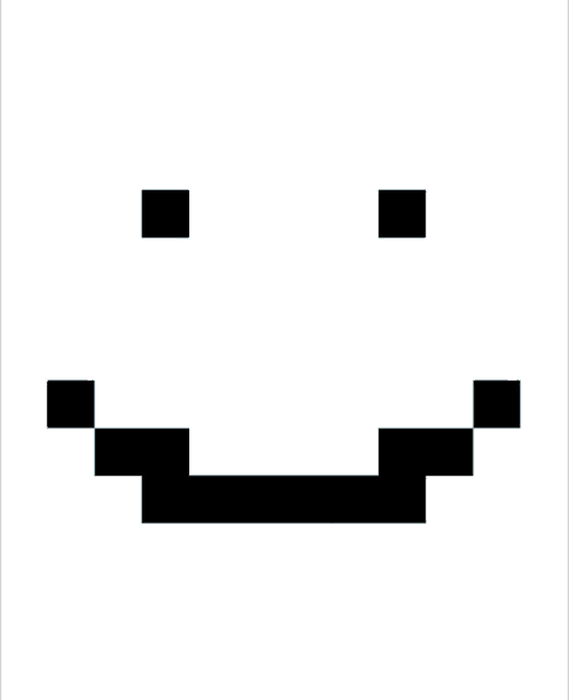 a pixel art of a crying face with blue tears coming out of its eyes .