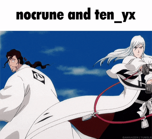 a picture of two anime characters with the words nocrune and ten_yx