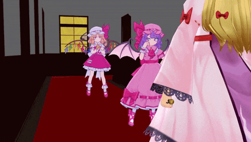 a cartoon of a girl in a pink dress with wings