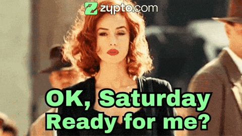 a picture of a woman with the words ok saturday ready for me on it