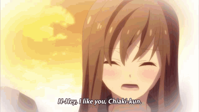 a girl with long brown hair says hi-hey i like you chiaki-kun