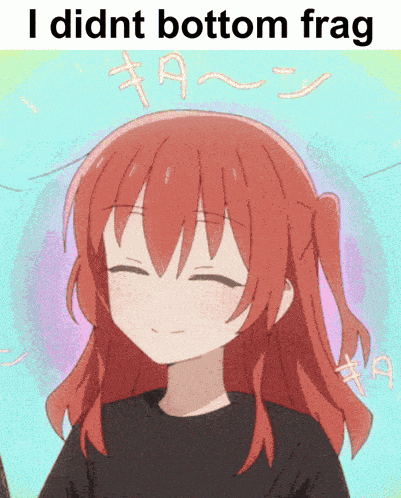 a picture of a girl with red hair and the words " i didnt bottom frag " above her