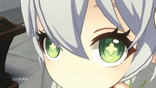 a close up of a girl 's eyes with the name sujikan written below it