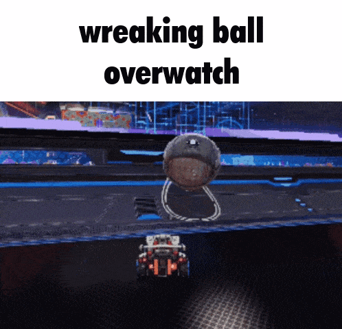 a picture of a video game with the words wreaking ball overwatch on it