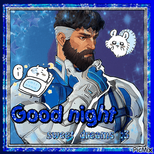 a cartoon of a man with a beard says good night sweet dreams 3