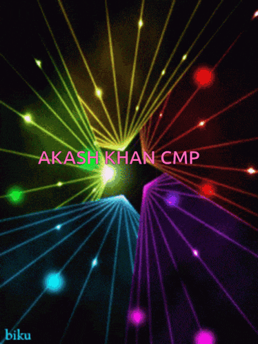 the name akash khan is on a colorful background