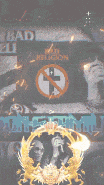 a bad religion poster with a skull and a cross