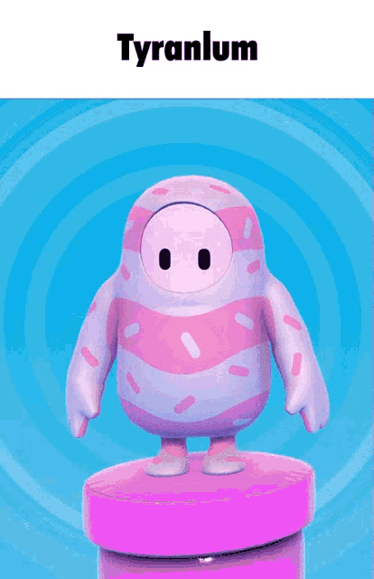 a video game character with the name tyranlum on top